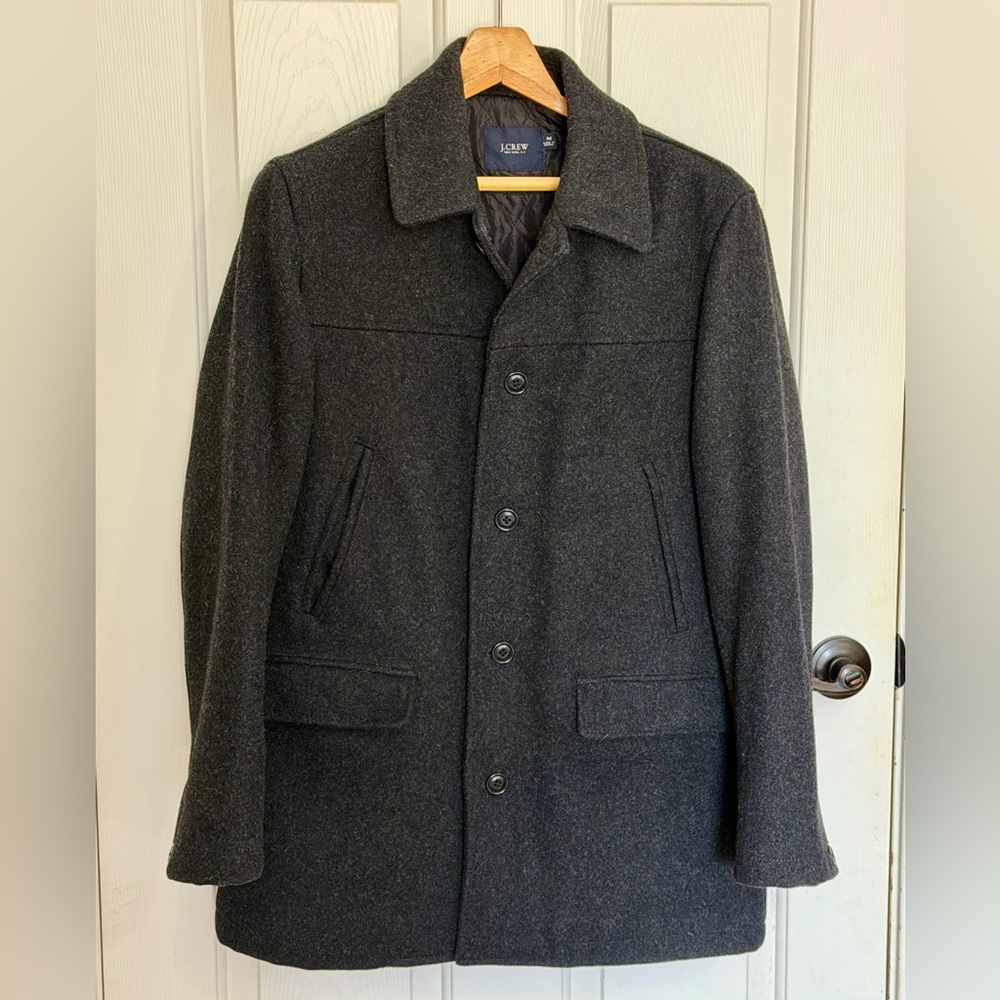 J. Crew Men's Charcoal Wool University Jacket Coat Medium